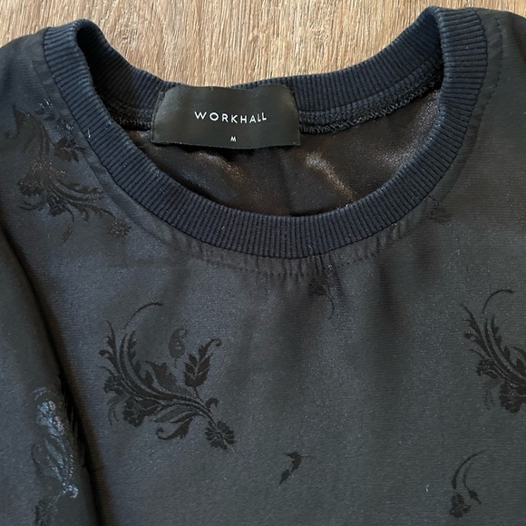 Work hall black patterned satin shirt - Picture 1 of 2